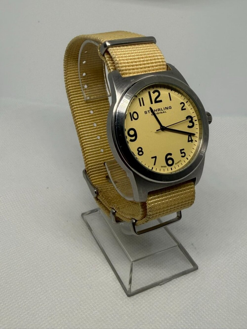 Stührling Original Contrail Aviator Watch Champagne Dial Tan Canvas Strap Quartz - Picture 7 of 10